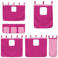 Kinderhoogslaper met gordijnen 80x200 cm grenenhout roze - thumbnail