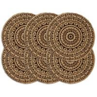 VidaXL Placemats 6 st rond 38 cm jute donkerbruin - thumbnail