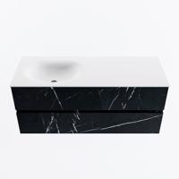 MONDIAZ VICA 120cm badmeubel onderkast Marquina 2 lades. Wastafel MOON links 1 kraangat, kleur Talc. - thumbnail