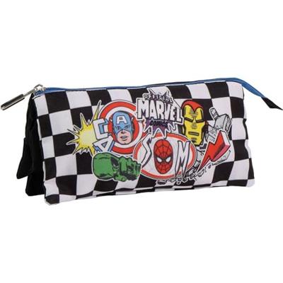 Pennenetui met 3 vakken The Avengers Zwart 2,2 x 1,1 x 22,5 cm