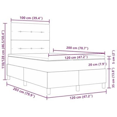 Boxspringbed met matras Lichtgrijs 120 x 200 cm Stof