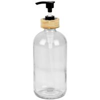Urban Living Zeeppompje|zeepdispenser - glas|bamboe - 0.5L - thumbnail