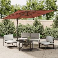 VidaXL Zweefparasol met led-verlichting 400x300 cm terracottakleurig - thumbnail