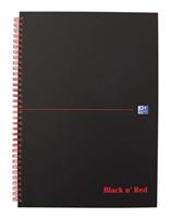 Oxford BLACK N&apos; RED spiraalblok karton, 140 bladzijden ft A5, gelijnd - thumbnail