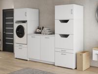 Kast WASHING 1 machine met kast voor wasgoed en kast met werkblad LARGE met 2 opzetkasten - thumbnail