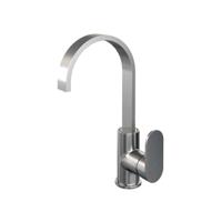 Wastafelmengkraan Brauer Brushed Edition Coldstart Opbouw Hoog Plat Gebogen Platte Hendel Geborsteld RVS PVD - thumbnail