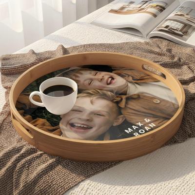 Rond dienblad bedrukken - Houtlook - 40 cm Rond dienblad bedrukken - Houtlook - 40 cm