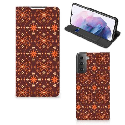 Samsung Galaxy S21 Plus | Hoesje met Magneet | Batik Brown Samsung Galaxy S21 Plus | Hoesje met Magneet | Batik Brown