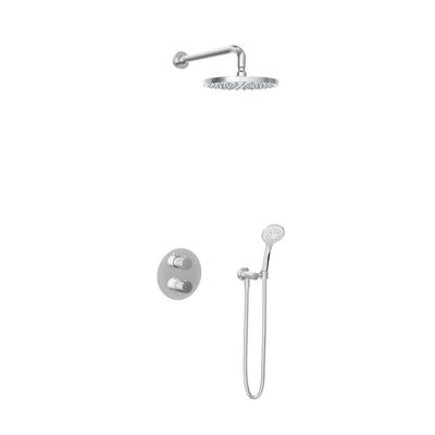 Hotbath Buddy - Inbouw Regendoucheset - Thermostatisch - Wandarm 35 cm - Hoofddouche 250 mm - Ronde Handdouche 3 Standen - met 2-Weg Stop-Omstel - Waterbesparend - V01