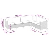 6-delige Loungeset met kussens poly rattan grijs - thumbnail