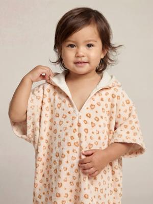 Badponcho baby Dieren, met gerecycled katoen wit, bedrukt