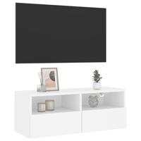 Tv-wandmeubel 80x30x30 cm bewerkt hout wit - thumbnail