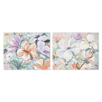 Schilderij Home ESPRIT Blommor Shabby Chic 100 x 3,7 x 80 cm (2 Stuks)
