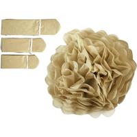 Creativ Company Pompon van papier, d 20+24+30 cm, 16 gr, goud, 3 stuk/ 1 doos - thumbnail