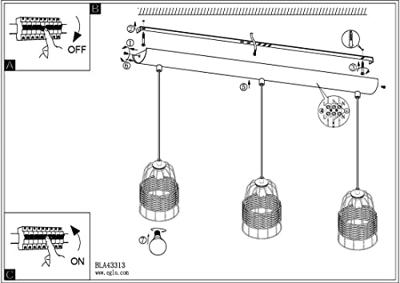 Eglo Eetkamer hanglampAnwick met rotan - 43313
