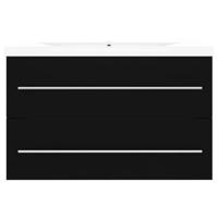 Wastafelkast met ingebouwde wastafel spaanplaat zwart - thumbnail