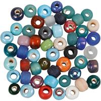 Creativ Company Glaskralen, d 9 mm, gatgrootte 2,5-3 mm, ca. 680 stuk, diverse kleuren, 500 gr/ 1 doos - thumbnail