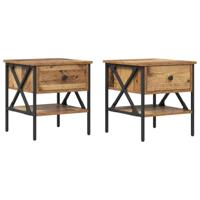 Nachtkastje met lade 2 pcs Oud hout 40 x 42 x 45 cm - thumbnail
