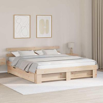 Bedframe met hoofdeinde Bruin 180 x 200 cm Massief grenenhout