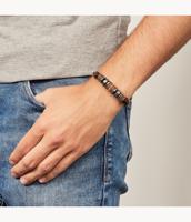 Fossil JF00900797 armband Bruin, Zilver Leer, Roestvrijstaal - thumbnail