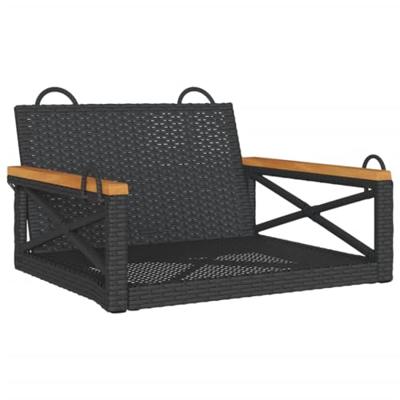Schommelbank 63x62x40 cm poly rattan zwart