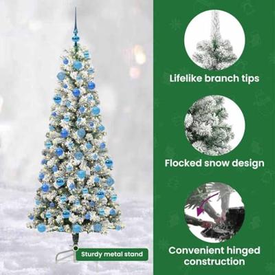 VidaXL Kunstmatige inklapbare kerstboom groen en wit 180 cm VidaXL Kunstmatige inklapbare kerstboom groen en wit 180 cm