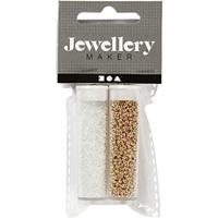 Creativ Company Rocailles, d 1,7 mm, afm 15/0, gatgrootte 0,5-0,8 mm, wit, 2x7 gr/ 1 doos - thumbnail