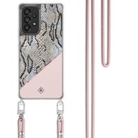 Samsung Galaxy A53 hoesje met rosegoud koord - Snake print - thumbnail