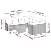Tuinbankenset met kussen 9 pcs Grijs poly rattan - thumbnail