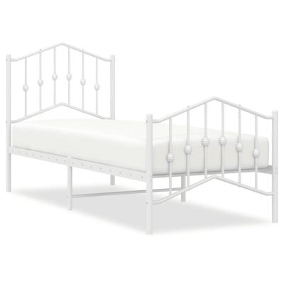 Bedframe met hoofd- en voeteneinde metaal wit 75x190 cm