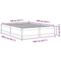 Bedframe zonder matras massief grenenhout wasbruin 140x200 cm - thumbnail