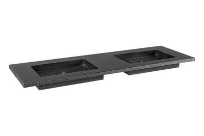 Wastafel Forzalaqua Nova Doppio Gezoet & Gefrijnd 140.5x51.5x9.5 cm Graniet 2 Kraangaten Wastafel Forzalaqua Nova Doppio Gezoet & Gefrijnd 140.5x51.5x9.5 cm Graniet 2 Kraangaten