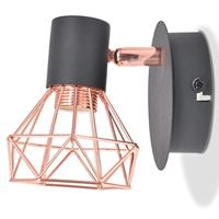 VidaXL Wandlamp e14 zwart en koper 2 st - thumbnail