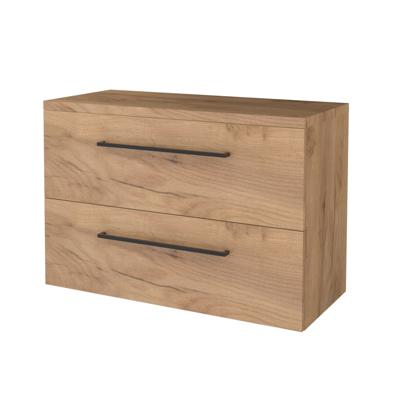 Badmeubelset BWS Salt 100x46cm Met Grepen 2 Lades Met Afdekplaat Whisky Oak