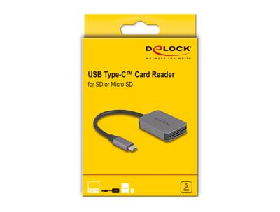 DeLOCK 91009 geheugenkaartlezer USB 3.2 Gen 1 (3.1 Gen 1) Type-C Grijs