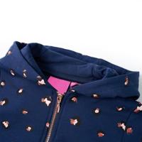 Kindervest met capuchon stippenprint 104 marineblauw - thumbnail