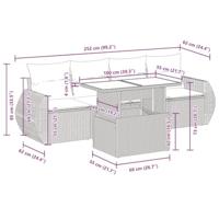 5-delige Loungeset met kussens poly rattan beige - thumbnail