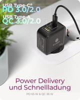ICY BOX GaN Wandladegerät USB-C-adapter 65 W USB-C stekker, USB-A-stekker USB PD 3.0, Quick Charge 3.0 Zwart Binnen Qualcomm Quick Charge 3.0, GaN, USB Power - thumbnail