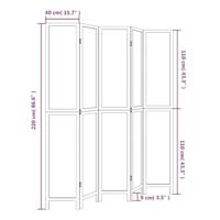 Kamerscherm met 5 panelen massief paulowniahout wit - thumbnail