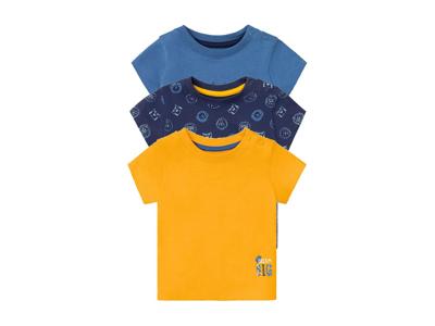 lupilu 3 baby T-shirts (Navy/blauw/geel, 74/80)