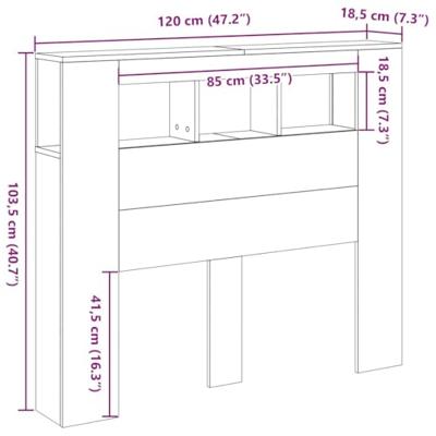 Hoofdeinde met LED 120x18,5x103,5 cm bewerkt hout oud hout