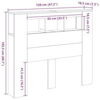 Hoofdeinde met LED 120x18,5x103,5 cm bewerkt hout oud hout - thumbnail
