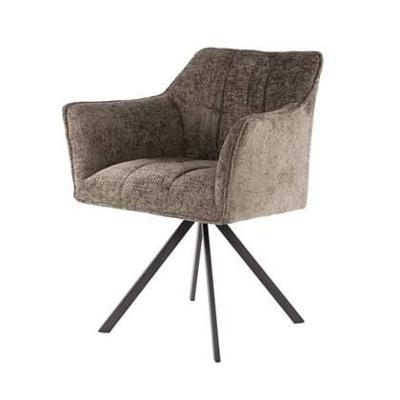 Giga Meubel - Eetkamerstoel Draaibaar Taupe - Raster - Set van 2 Giga Meubel - Eetkamerstoel Draaibaar Taupe - Raster - Set van 2