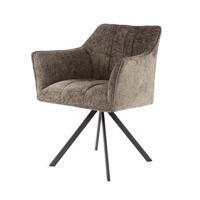 Giga Meubel - Eetkamerstoel Draaibaar Taupe - Raster - Set van 2 - thumbnail