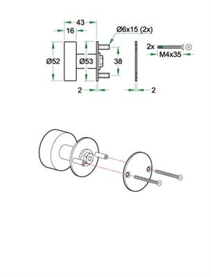 Kastknop SF rvs mat Kastknop SF rvs mat