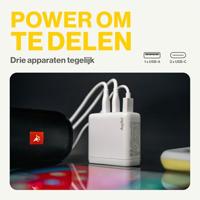 Aqiila W4 USB-oplader 120 W 1x USB-A, 2x USB-C USB PD, Quick Charge 3.0, QC 4+ Wit Binnen - thumbnail