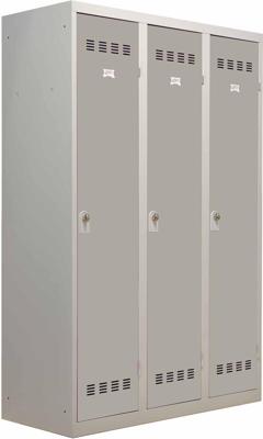 Industriële garderobekast vuile industrie, 3 deuren, ft 180 x 120 cm, grijs