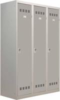 Industriële garderobekast vuile industrie, 3 deuren, ft 180 x 120 cm, grijs - thumbnail