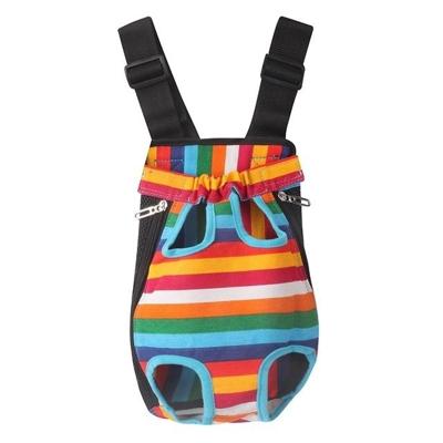 Traveling Portable Pet Chest Backpack Pet Carrier Bag Size:S(Rainbow striped)
