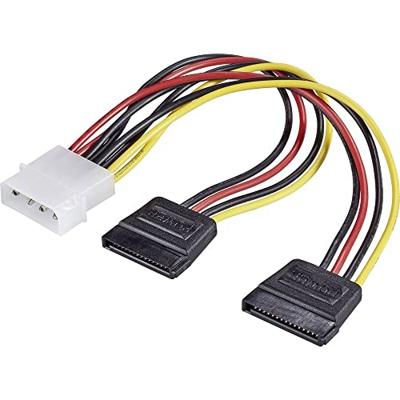 Renkforce Y-adapter [1 x stroomvoorziening IDE mannelijk 4-polig - 2 x stroomvoorziening SATA vrouwelijk 15-polig - 16,00 cm zwart, rood, geel